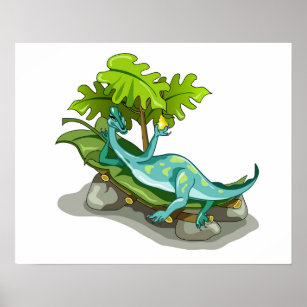 Illustration eines Iguanodon-Sonnenbades. Poster