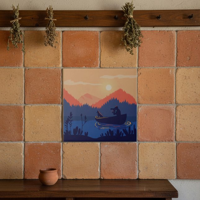 Illustration eines Kanus auf dem Sunset Lake Fliese (Von Creator hochgeladen)
