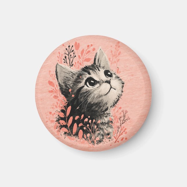 Illustration eines Kätzchens mit zarten botanische Magnet (Vorne)