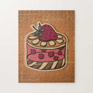 Illustration eines Kuchens im Retro-Stil Puzzle