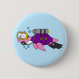 Illustration eines Loch Ness Monster Scuba Divers. Button