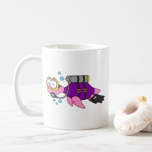 Illustration eines Loch Ness Monster Scuba Divers. Kaffeetasse