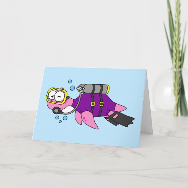 Illustration eines Loch Ness Monster Scuba Divers. Karte (Vorderseite)