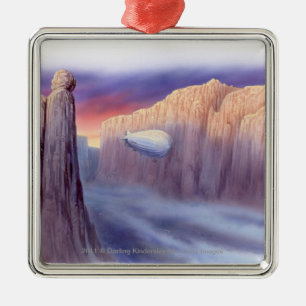 Illustration eines Luftschiffreisens Silbernes Ornament