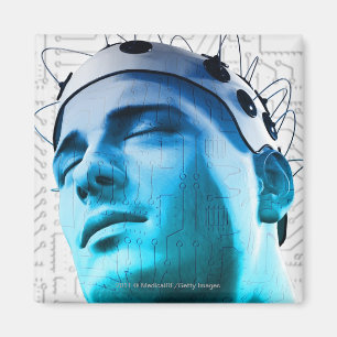 Illustration eines Mannes, der eine Kappe der Magnet