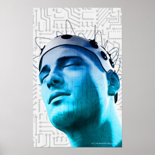 Illustration eines Mannes, der eine Kappe der Poster