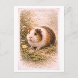 Illustration eines Meerschweinchens im Vintage-Sti Postkarte