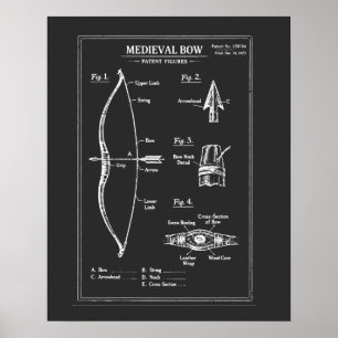 Illustration eines mittelalterlichen Bogens in Bla Poster