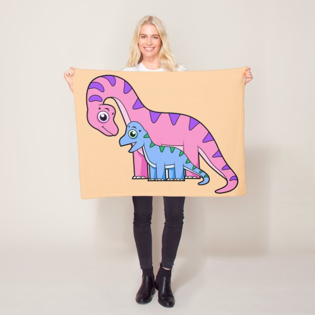 Illustration eines Mutter-Kind-Brachiosaurus. Fleecedecke (Beispiel)