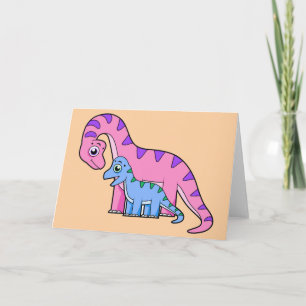 Illustration eines Mutter-Kind-Brachiosaurus. Karte