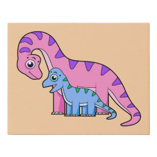 Illustration eines Mutter-Kind-Brachiosaurus. Künstlicher Leinwanddruck