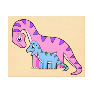 Illustration eines Mutter-Kind-Brachiosaurus. Leinwanddruck