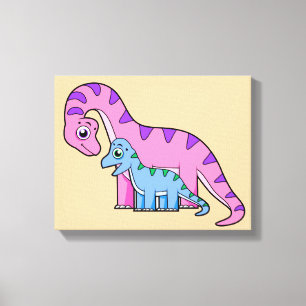 Illustration eines Mutter-Kind-Brachiosaurus. Leinwanddruck