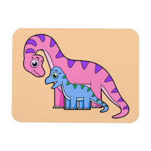 Illustration eines Mutter-Kind-Brachiosaurus. Magnet
