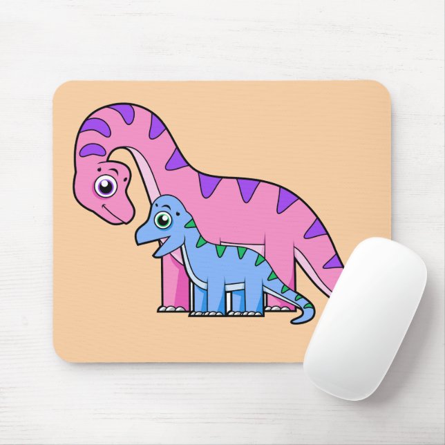 Illustration eines Mutter-Kind-Brachiosaurus. Mousepad (Mit Mouse)