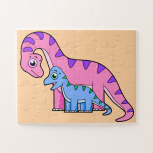 Illustration eines Mutter-Kind-Brachiosaurus. Puzzle