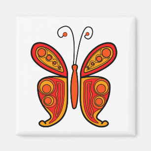 Illustration eines orangefarbenen Schmetterlings Magnet