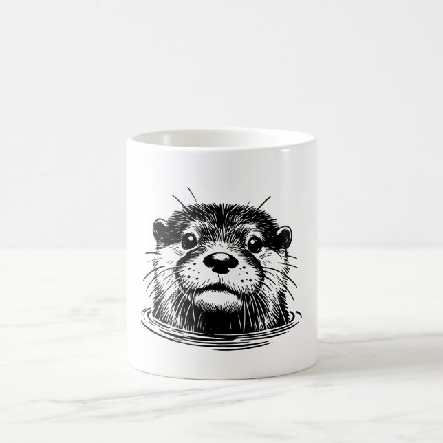 Illustration eines Otters im Wasser Kaffeetasse (Mittel)