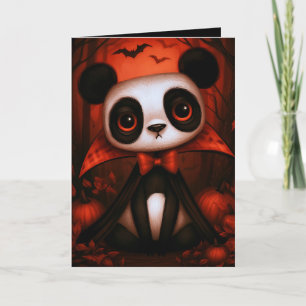 Illustration eines Panda-Vampir-Halloween-Kostüms Karte