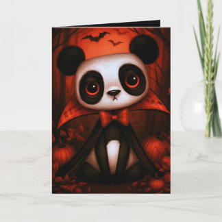 Illustration eines Panda-Vampir-Halloween-Kostüms Karte