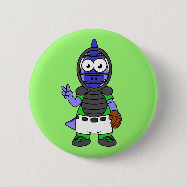 Illustration eines Parasaurolophus-Baseballfängers Button (Vorderseite)