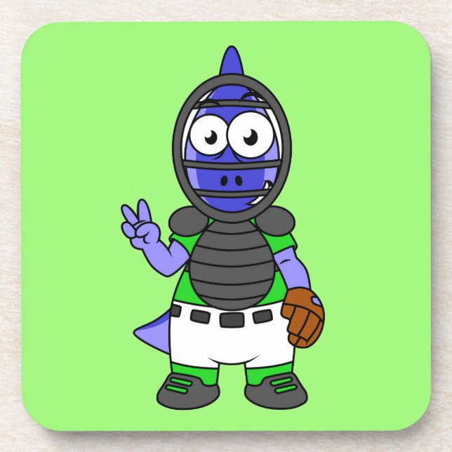 Illustration eines Parasaurolophus-Baseballfängers Getränkeuntersetzer (Vorderseite)