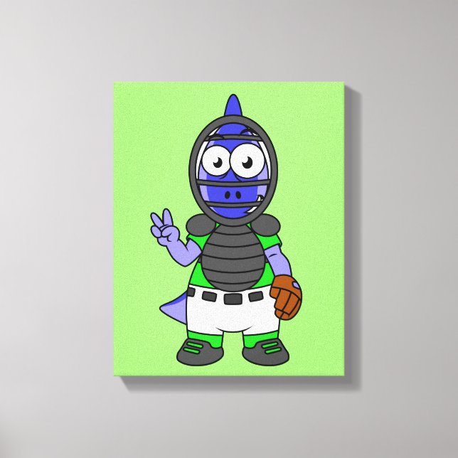 Illustration eines Parasaurolophus-Baseballfängers Leinwanddruck (Vorderseite)