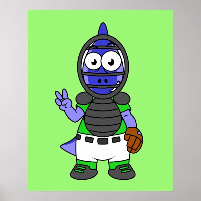 Illustration eines Parasaurolophus-Baseballfängers Poster (Vorne)