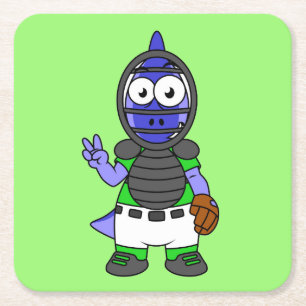 Illustration eines Parasaurolophus-Baseballfängers Rechteckiger Pappuntersetzer