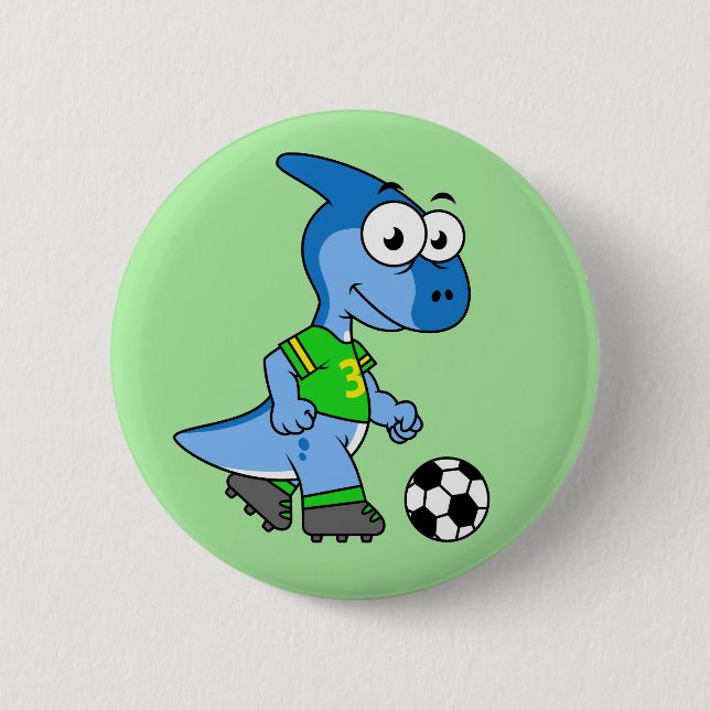 Illustration eines Parasaurolophus, der Fußball sp Button (Vorderseite)