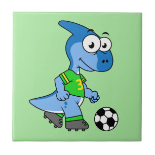 Illustration eines Parasaurolophus, der Fußball sp Fliese