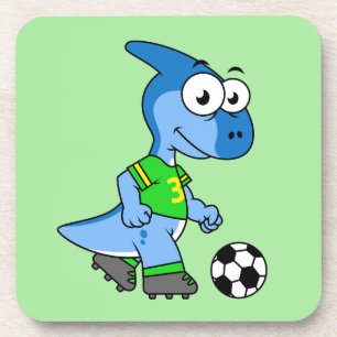 Illustration eines Parasaurolophus, der Fußball sp Getränkeuntersetzer