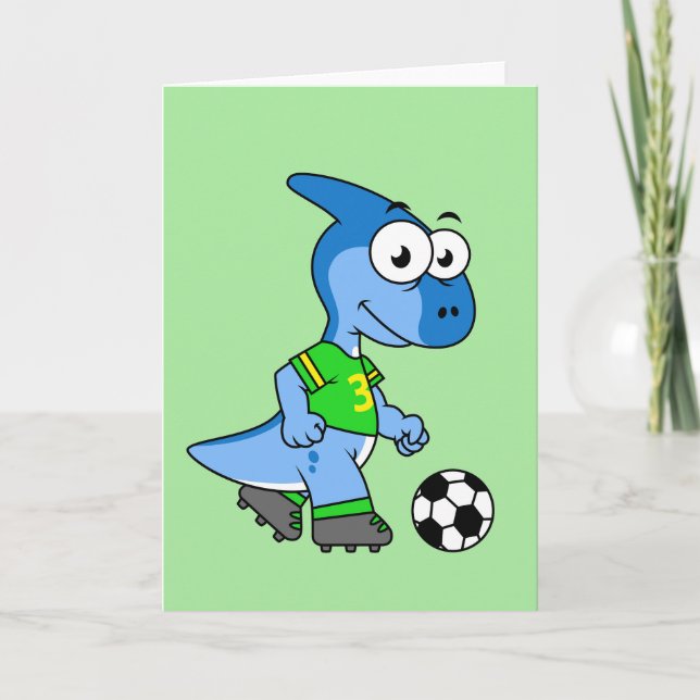 Illustration eines Parasaurolophus, der Fußball sp Karte (Vorderseite)