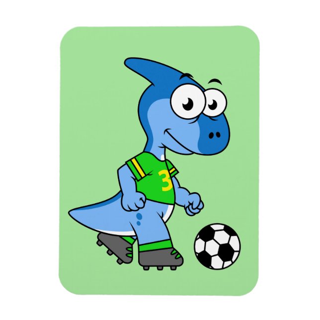 Illustration eines Parasaurolophus, der Fußball sp Magnet (Vertikal)