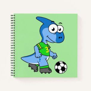 Illustration eines Parasaurolophus, der Fußball sp Notizbuch