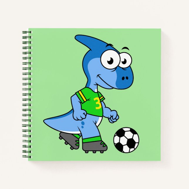Illustration eines Parasaurolophus, der Fußball sp Notizbuch (Vorderseite)