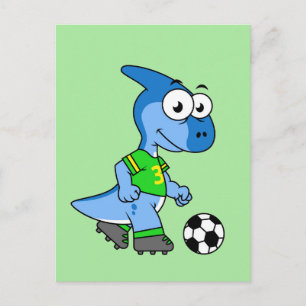 Illustration eines Parasaurolophus, der Fußball sp Postkarte