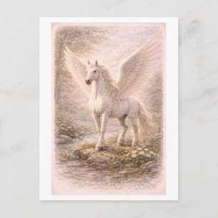 Illustration eines Pegasus im Vintage-Stil (Mythen Postkarte