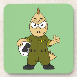 Illustration eines Piloten von Allosaurus Jet. Getränkeuntersetzer