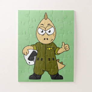 Illustration eines Piloten von Allosaurus Jet. Puzzle