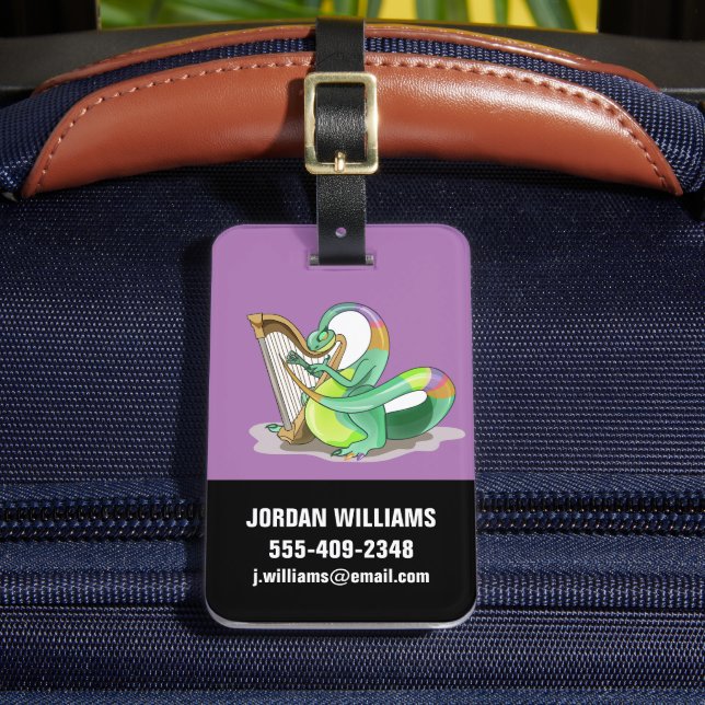 Illustration eines Plateosaurus, der die Harfe spi Gepäckanhänger (Vorderseite Insitu 2)