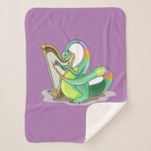 Illustration eines Plateosaurus, der die Harfe spi Sherpadecke