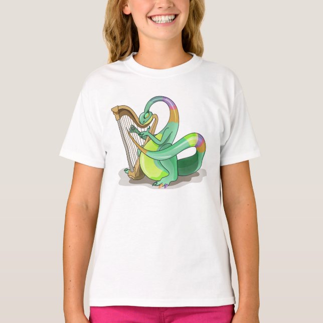 Illustration eines Plateosaurus, der die Harfe spi T-Shirt (Vorderseite)