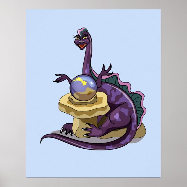 Illustration eines Plateosaurus Fortune Teller. Poster (Vorne)