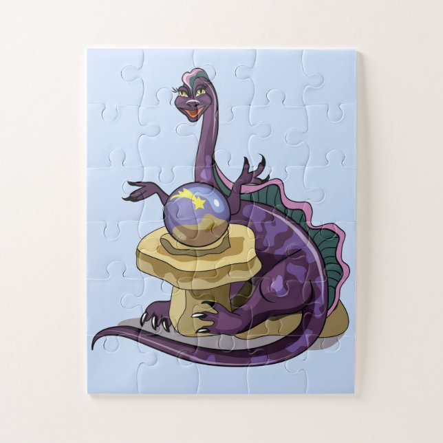 Illustration eines Plateosaurus Fortune Teller. Puzzle (Vertikal)