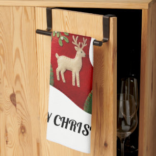 Illustration eines Plüsch-Weihnachtsstrumpfs Geschirrtuch