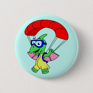 Illustration eines Pterodactylparachuting. Button