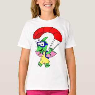 Illustration eines Pterodactylparachuting. T-Shirt