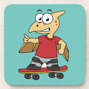 Illustration eines Pterosaurus Skateboarding. Getränkeuntersetzer