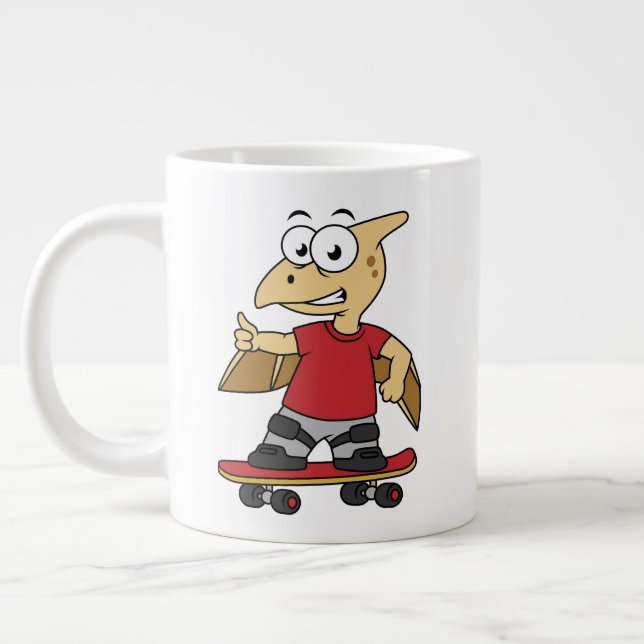 Illustration eines Pterosaurus Skateboarding. Jumbo-Tasse (Links)
